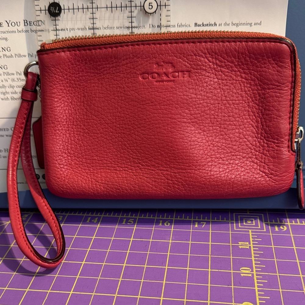 Coach Double Zip Leather Wristlet
